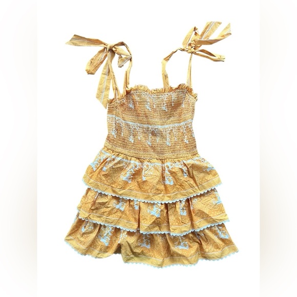 Cleobella Eliana Mini Dress Yellow Tiered NWT Size Large - Picture 5 of 13